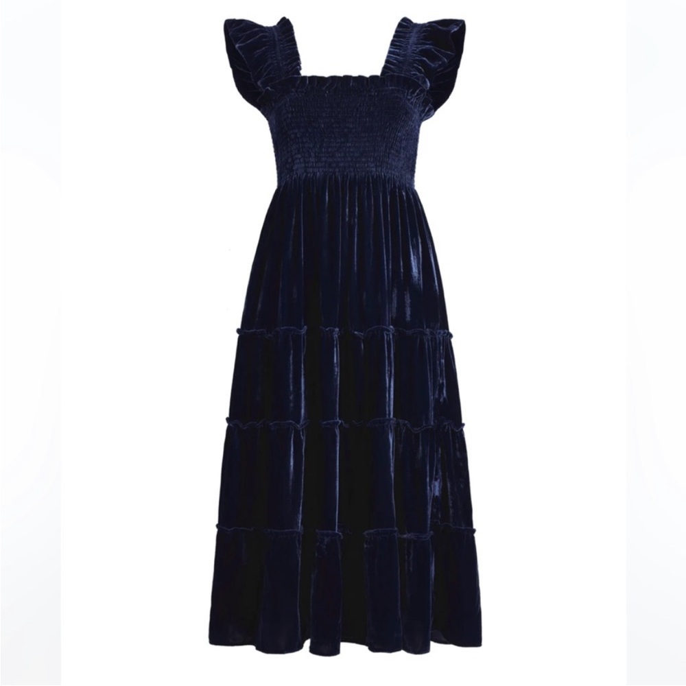 Hill House Home The Ellie Nap Dress In Velvet Navy Blue Size Small